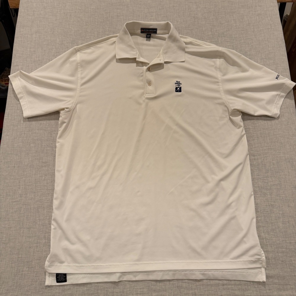 Peter Millar Summer Comfort Polo Shirt Men XL White The Farms Golf Founders 2013